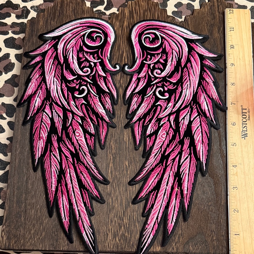 PATCH Pink and Black Angel Wings Patch